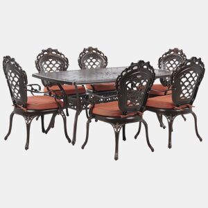 Conjunto de refeições de jardim 6 lugares LIZZANO com almofadas Metal Castanho escuro