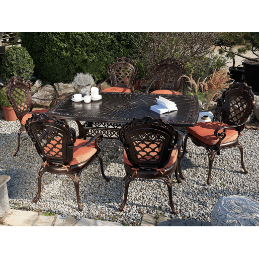 Conjunto de refeições de jardim 6 lugares LIZZANO com almofadas Metal Castanho escuro