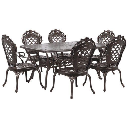 Conjunto de refeições de jardim 6 lugares LIZZANO com almofadas Metal Castanho escuro