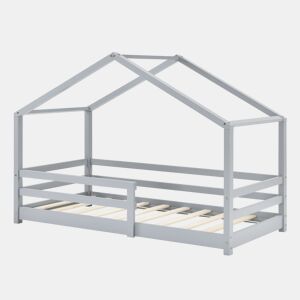 Cama de criança Knätten In House design com estrado em madeira de pinho 70 x 140 cm Cinzento claro lacado mate en.casa.