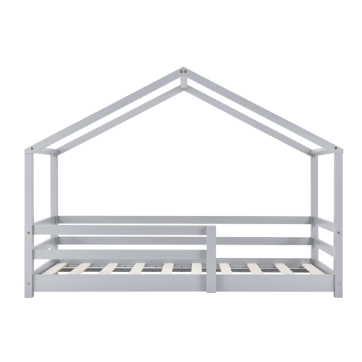 Cama de criança Knätten In House design com estrado em madeira de pinho 70 x 140 cm Cinzento claro lacado mate en.casa.