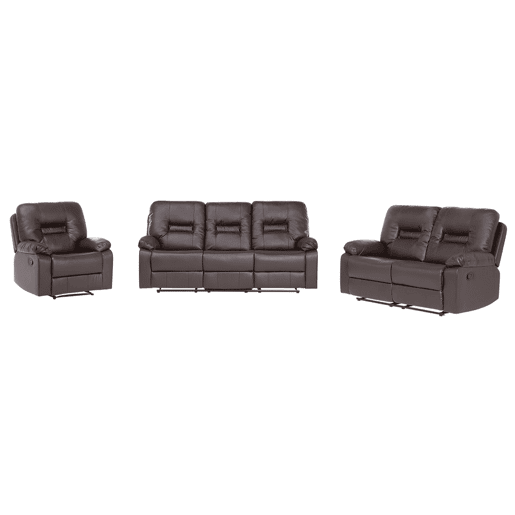 Conjunto de sala de estar reclinável manual BERGEN Pele sintética Castanho 6 lugares