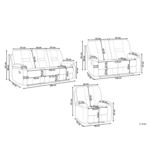 Conjunto de sala de estar reclinável manual BERGEN Pele sintética Castanho 6 lugares