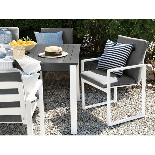 Conjunto de 2 cadeiras de jardim com almofadas PANCOLE Tecido Cinzento