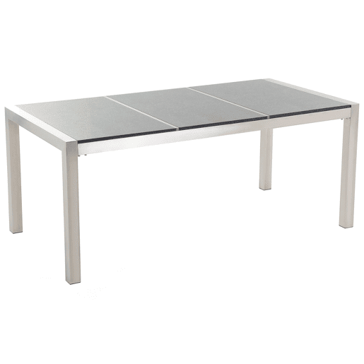 Conjunto de refeições de jardim 6 lugares GROSSETO Placa tripla Granito Polido CinzentoPreto