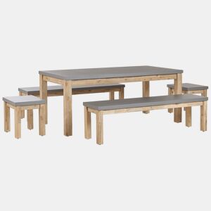 Conjunto de refeições de de jardim com bancos e tamboretes 8 lugares OSTUNI Betão Cinzento
