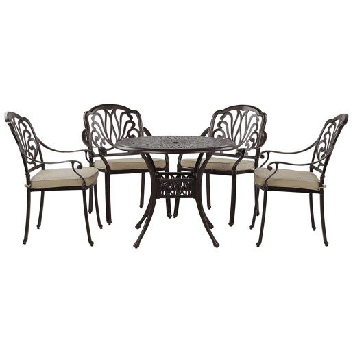 Conjunto de refeições de jardim 4 lugares ANCONA com almofadas Metal Castanho escuro