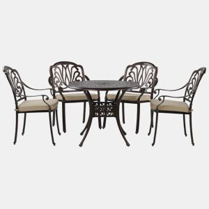 Conjunto de refeições de jardim 4 lugares ANCONA com almofadas Metal Castanho escuro