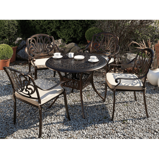 Conjunto de refeições de jardim 4 lugares ANCONA com almofadas Metal Castanho escuro