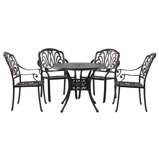 Conjunto de refeições de jardim 4 lugares ANCONA com almofadas Metal Castanho escuro