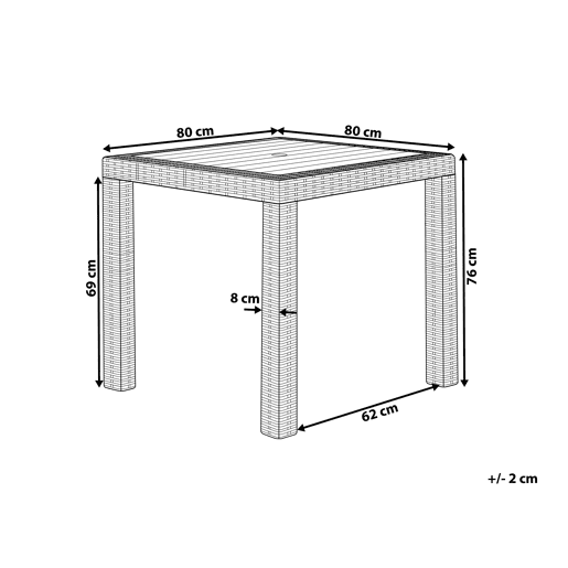Mesa de refeição de jardim FOSSANO 80 cm 80 cm Cinzento claro