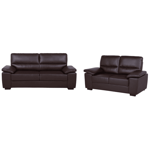 Conjunto de sala de estar VOGAR Pele sintética Castanho escuro 5 lugares