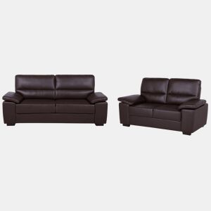 Conjunto de sala de estar VOGAR Pele sintética Castanho escuro 5 lugares