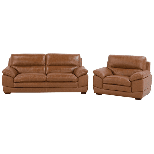 Conjunto de sala de estar HORTEN Pele Castanho 4 lugares