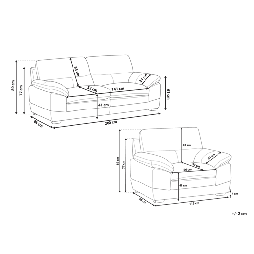 Conjunto de sala de estar HORTEN Pele Castanho 4 lugares