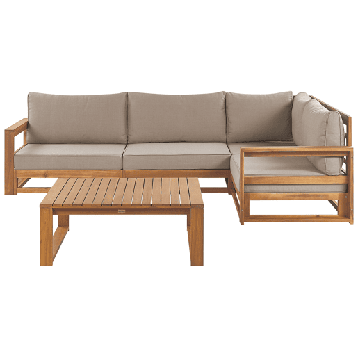 Conjunto de sofás de jardim de canto 4 lugares TIMOR à esquerda Madeira de Acácia certificada Castanho claro