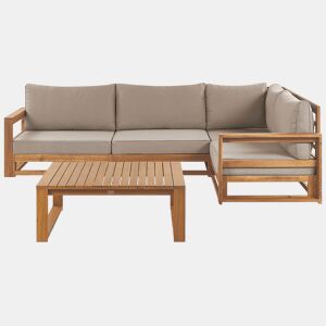 Conjunto de sofás de jardim de canto 4 lugares TIMOR à esquerda Madeira de Acácia certificada Castanho claro