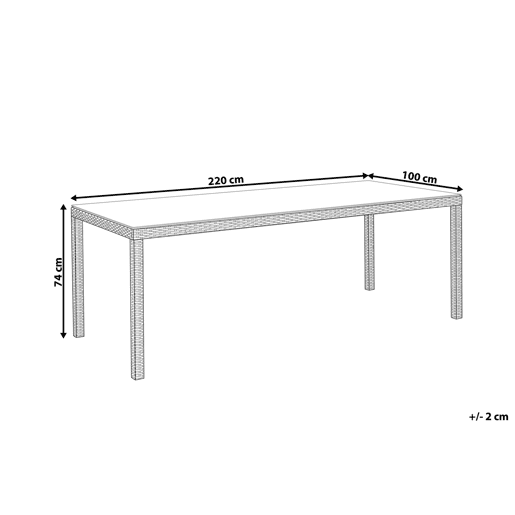 Mesa de refeição de jardim ITALY 220 cm 100 cm Vidro Branco