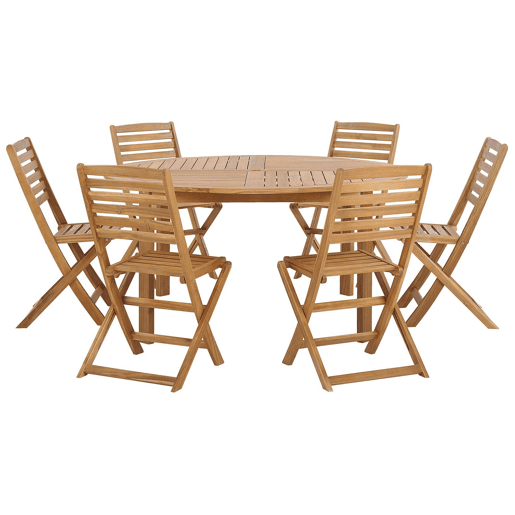 Conjunto de refeições de jardim 6 lugares TOLVE Madeira de acácia Castanho