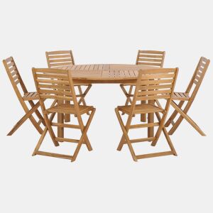 Conjunto de refeições de jardim 6 lugares TOLVE Madeira de acácia Castanho