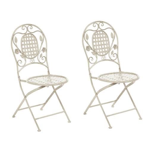 Conjunto de 2 cadeiras de jardim BIVIO Dobrável Metal Branco creme