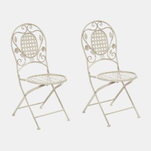 Conjunto de 2 cadeiras de jardim BIVIO Dobrável Metal Branco creme