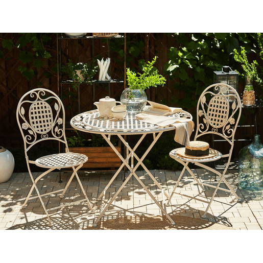 Conjunto de 2 cadeiras de jardim BIVIO Dobrável Metal Branco creme