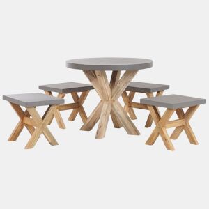 Conjunto de refeições de jardim com tamboretes 4 lugares OLBIA Betão Cinzento