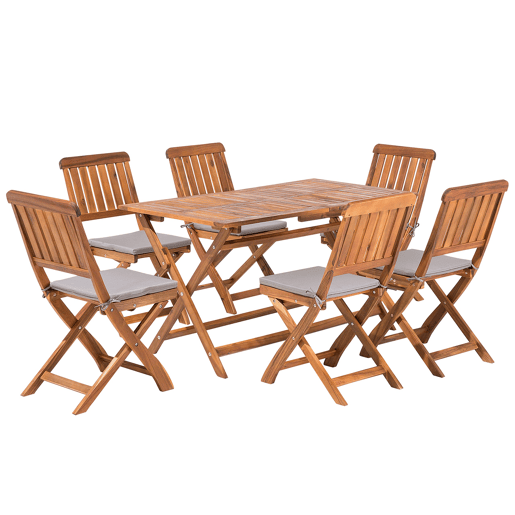 Conjunto de refeições de jardim 6 lugares CENTO com almofadas Madeira de acácia Castanho