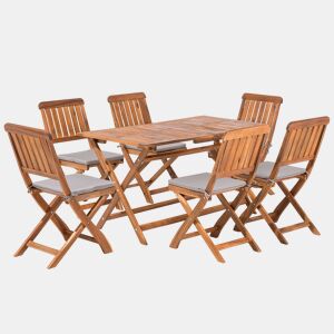 Conjunto de refeições de jardim 6 lugares CENTO com almofadas Madeira de acácia Castanho