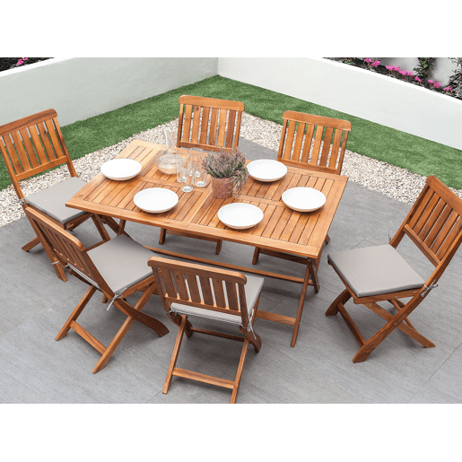 Conjunto de refeições de jardim 6 lugares CENTO com almofadas Madeira de acácia Castanho