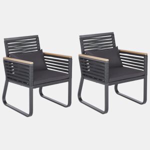 Conjunto de 2 cadeiras de jardim com almofadas CANETTO Metal Preto