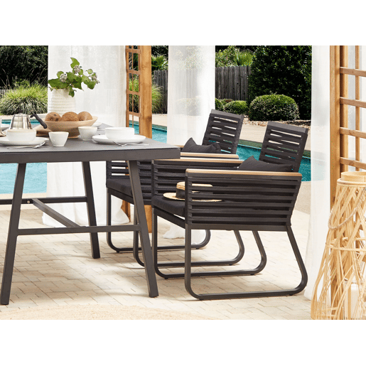 Conjunto de 2 cadeiras de jardim com almofadas CANETTO Metal Preto