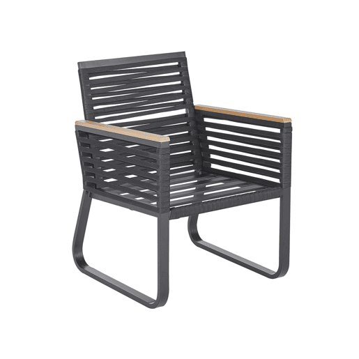 Conjunto de 2 cadeiras de jardim com almofadas CANETTO Metal Preto
