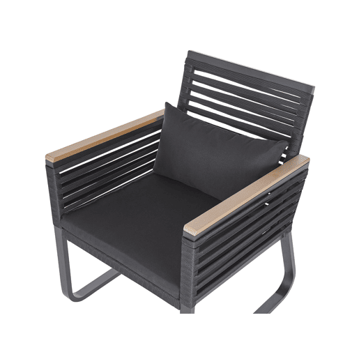 Conjunto de 2 cadeiras de jardim com almofadas CANETTO Metal Preto