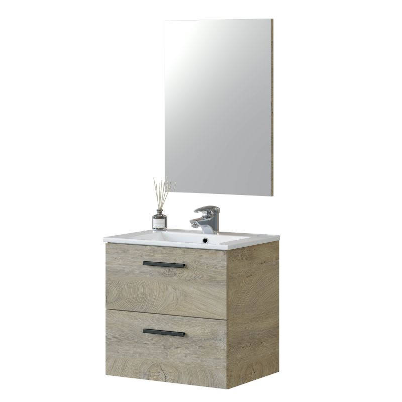 Mueble de baño aruba 60 con espejo roble alaska mueble:60espejo:57,5 x mueble:57espejo:80 x mueble:45espejo:1,8 cm