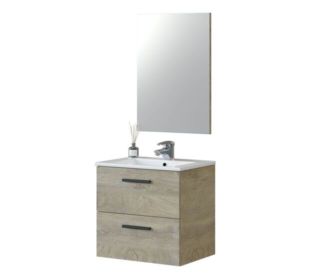 Mueble de baño aruba 60 con espejo roble alaska mueble:60espejo:57,5 x mueble:57espejo:80 x mueble:45espejo:1,8 cm