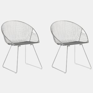 Conjunto de 2 cadeiras de jantar AURORA Metal Prateado
