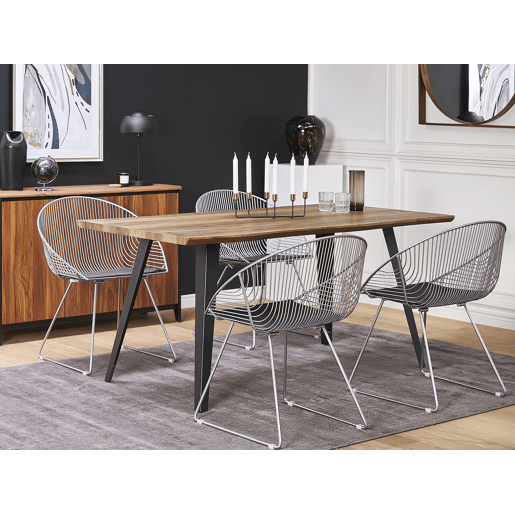 Conjunto de 2 cadeiras de jantar AURORA Metal Prateado