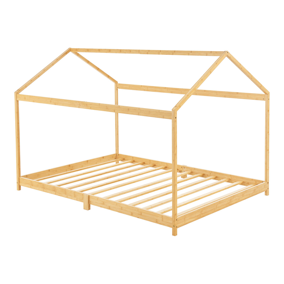 Cama infantil vindafjord simple en forma de casa bambú 90 x 200 cm - color natural [en.casa]
