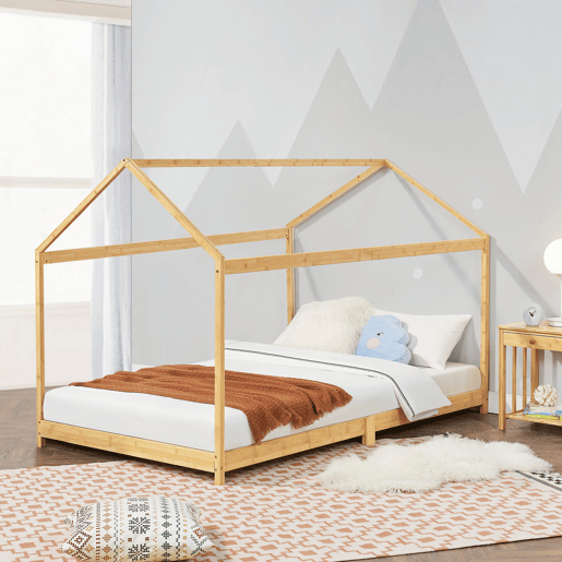 Cama para crianças Vindafjord Cama simples de bambu 90 x 200 cm - Cor natural en.casa.