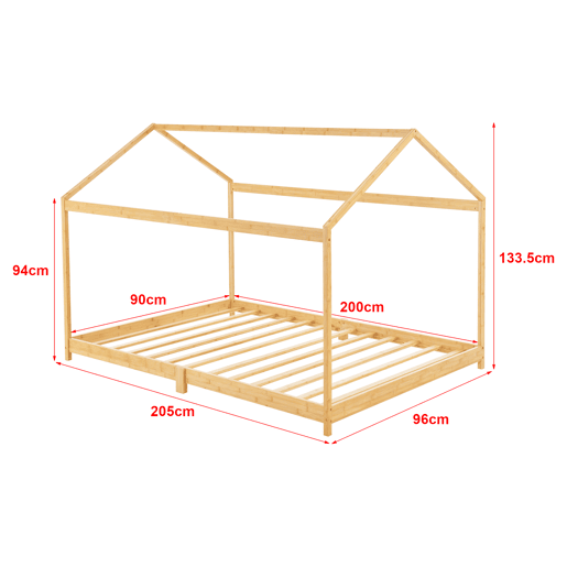 Cama para crianças Vindafjord Cama simples de bambu 90 x 200 cm - Cor natural en.casa.
