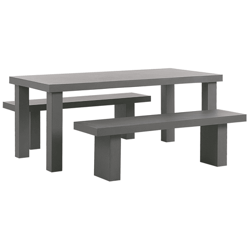 Conjunto de refeições de de jardim com bancos 4 lugares TARANTO Betão Cinzento
