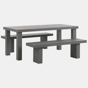 Conjunto de refeições de de jardim com bancos 4 lugares TARANTO Betão Cinzento