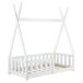 Cama infantil Helsingborg con colchón y reja de seguridad Cama infantil Helsingborg con colchón y reja de seguridad Blanco/ Beige
