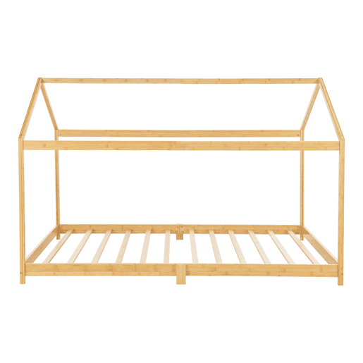 Cama de criança Vindafjord em forma de casa com colchão de bambu 90 x 200 cm - Cor natural en.casa.