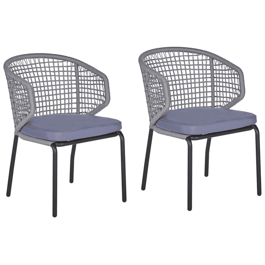 Conjunto de 2 cadeiras de jardim com almofadas PALMI Metal Cinzento