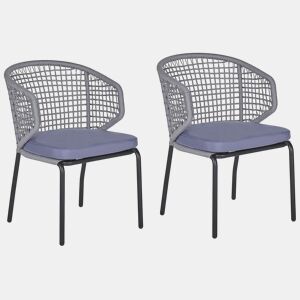 Conjunto de 2 cadeiras de jardim com almofadas PALMI Metal Cinzento