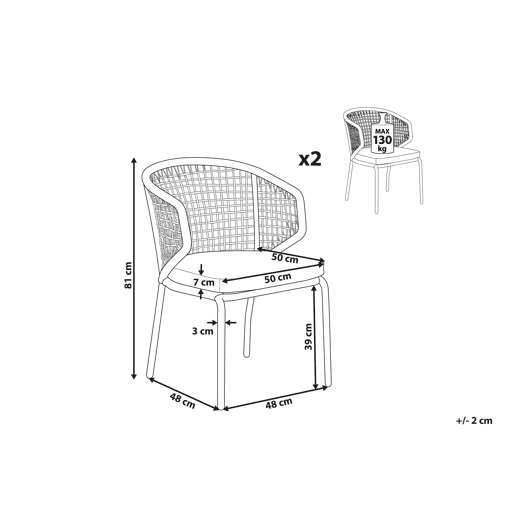Conjunto de 2 cadeiras de jardim com almofadas PALMI Metal Cinzento