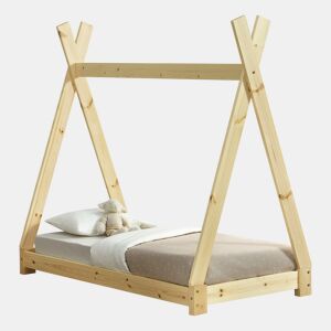 Cama de criança Onejda - Estrutura de tenda em pinho - 140 x 70cm - Cor pinho natural en.casa.